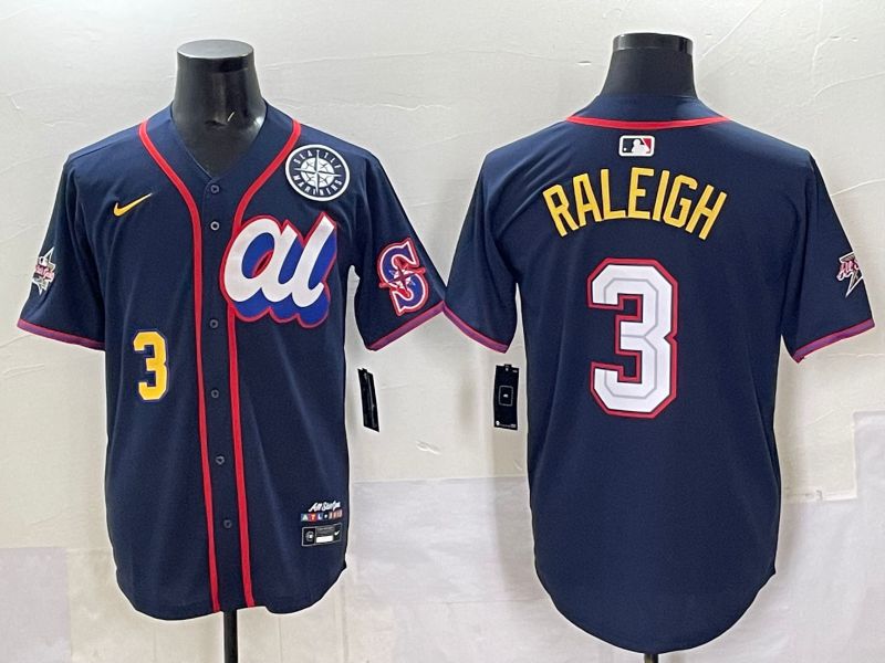 Men 2025 Seattle Mariners #3 Raleigh Drak Blue All star Nike MLB Jersey style 08